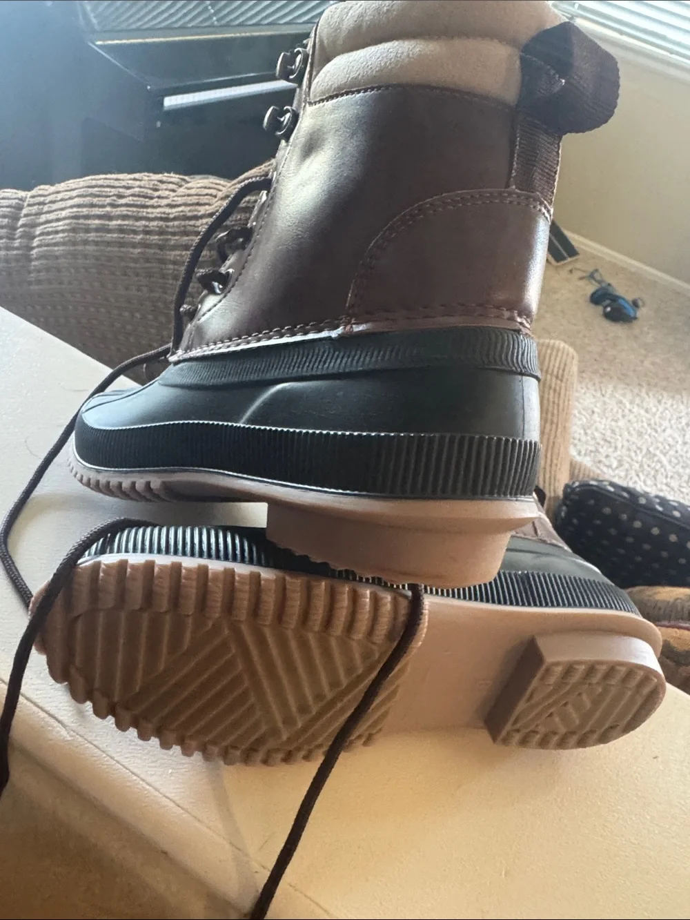 Madden Girl Brown and Black Waterproof Duck Boots